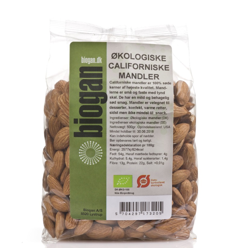 Biogan økologiske Mandler Californiske 400g