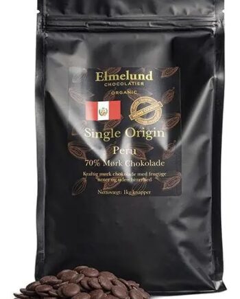 Elmelund Chocolatier økologiske Chokolade Knapper 70  Mørk   Kg