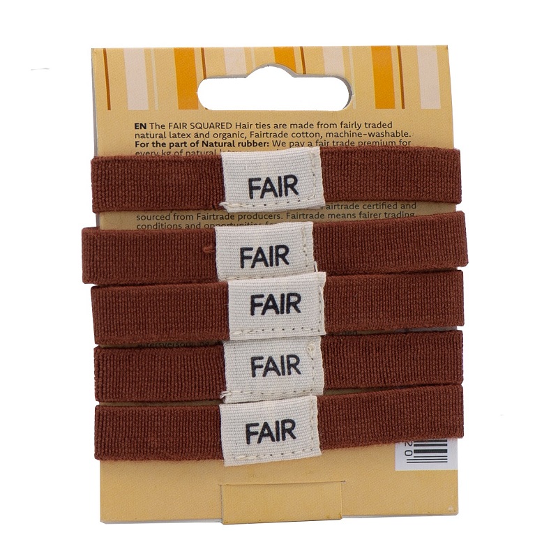Fair Squared Hårelastikker -pak Brun
