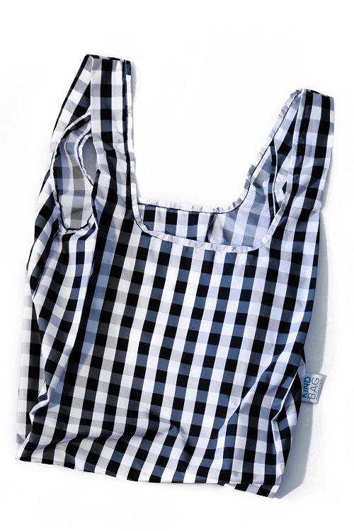 Kind Bag Gingham Black White Indkøbspose Medium