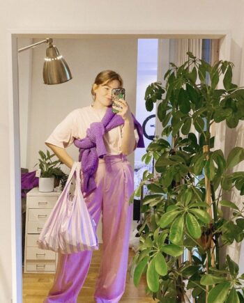 Kind Bag Purple Stribs Indkøbspose   Medium