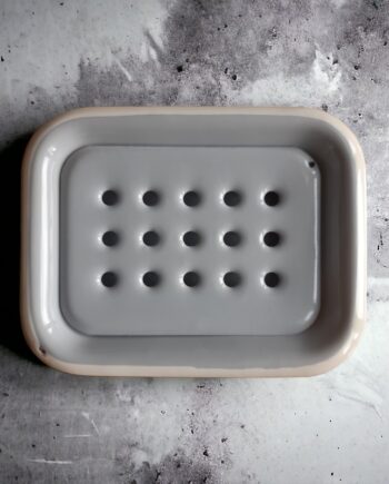 Klar Emalje Luksus Sæbeskål Grey   Off White