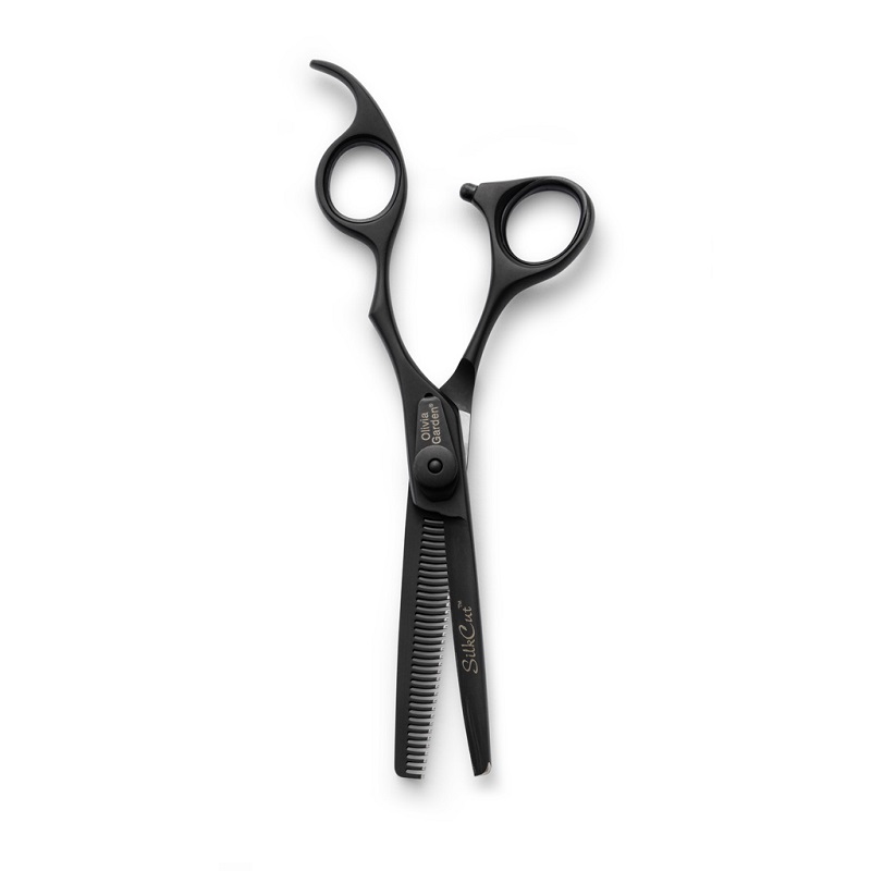 Olivia Garden Frisørsaks 35 Silkcut Thinner Eur Mat Black Edition