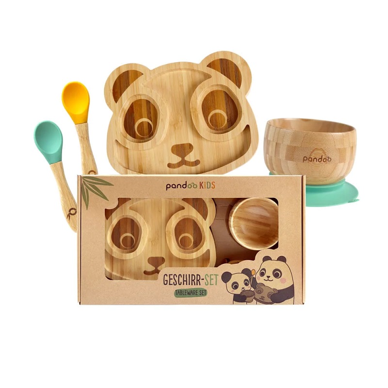 Pandoo Børneservice Sæt Af Bambus Silikone