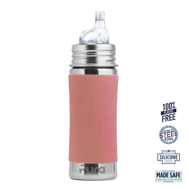 Pura Sipper Spouts Baby Sutteflaske Mdr Rosa 325ml Fast Flow
