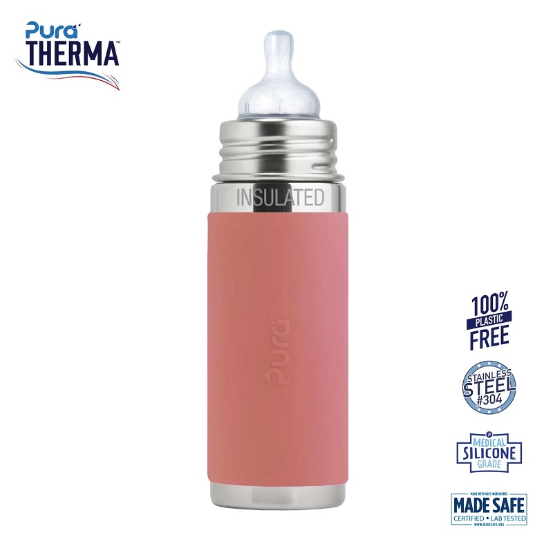 Pura Therma Kiki Baby Sutteflaske Mdr Rosa 260ml Medium Flow