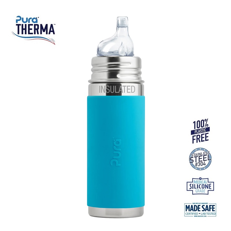 Pura Therma Kiki Sipper Baby Sutteflaske Mdr Aqua 260ml Fast Flow