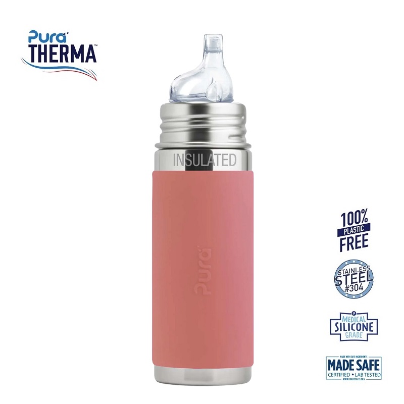 Pura Therma Kiki Sipper Baby Sutteflaske Mdr Rosa 260ml Fast Flow