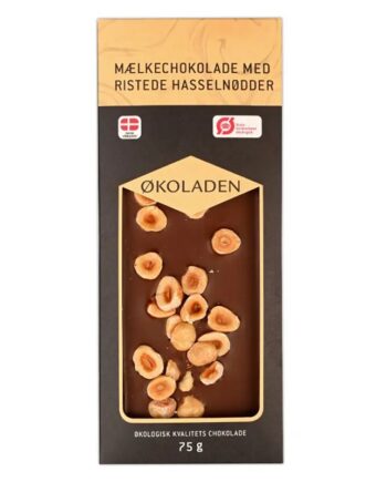 økoladen økologisk Mælkechokolade Ristede Hasselnødder