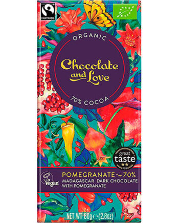 - Veganskchocolate And Love Mørk Chokolade Med Granatæble 70   økologisk