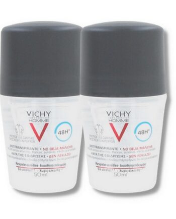 Vichy Homme Antiperspirant Deo Roll On 48h Duo     50 Ml