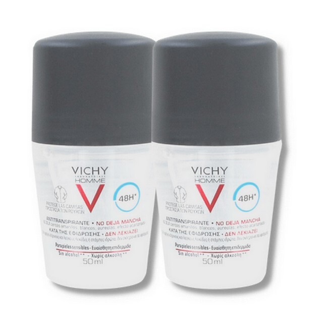 Vichy Homme Antiperspirant Deo Roll On 48h Duo 50 Ml