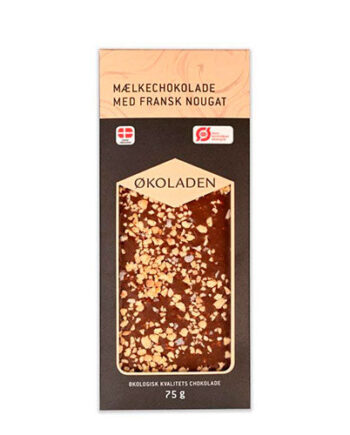 økoladen Mælkechokolade    Fransk Nougat  økologisk