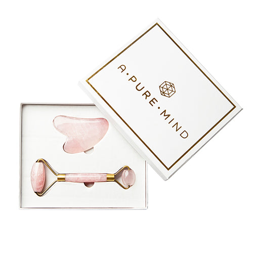 Pure Mind Gaveæske Ansigtsrulle Samt Sten Rosa Kvarts