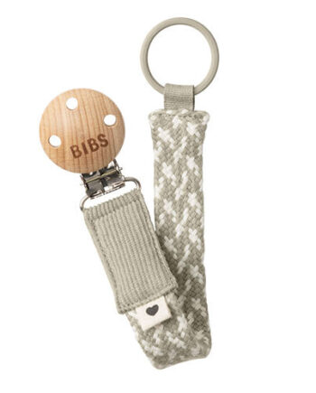 Bibs Pacifier Clip Braided Sand Ivory