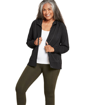 Boody Womenâ   Weekend Zip-up Hoodie Black Str  Xs