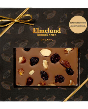 Elmelund Mælkechokolade    Brændte Mandler   Tranebær  økologisk
