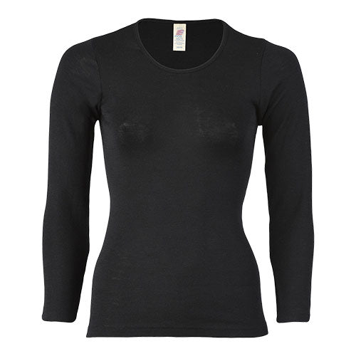Engel Natur Langærmet Bluse Uld Silke Black Str 38 40
