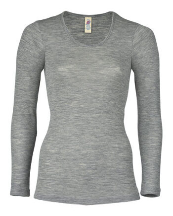 Engel Natur Langærmet Bluse  Uld Silke  Light Grey  Str  42 44