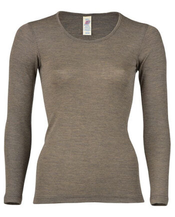 Engel Natur Langærmet Bluse  Uld Silke  Walnut  Str  42 44