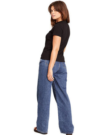 - Veganskboody Women 39   Ribbed Crew Neck  -shirt Sort Str