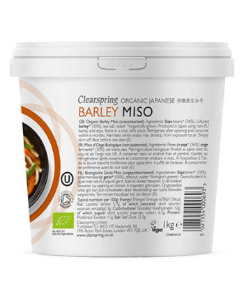 - Veganskclearspring Miso Barley  Byg Miso  Upasteuriseret  økologisk