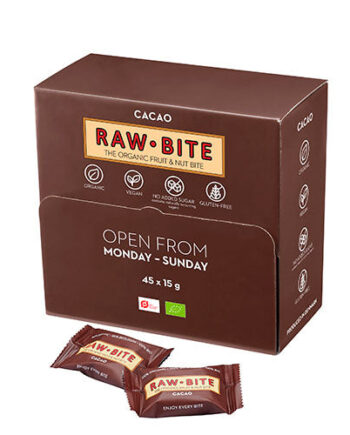 - Veganskrawbite Officebox Cacao 45x15g  økologisk