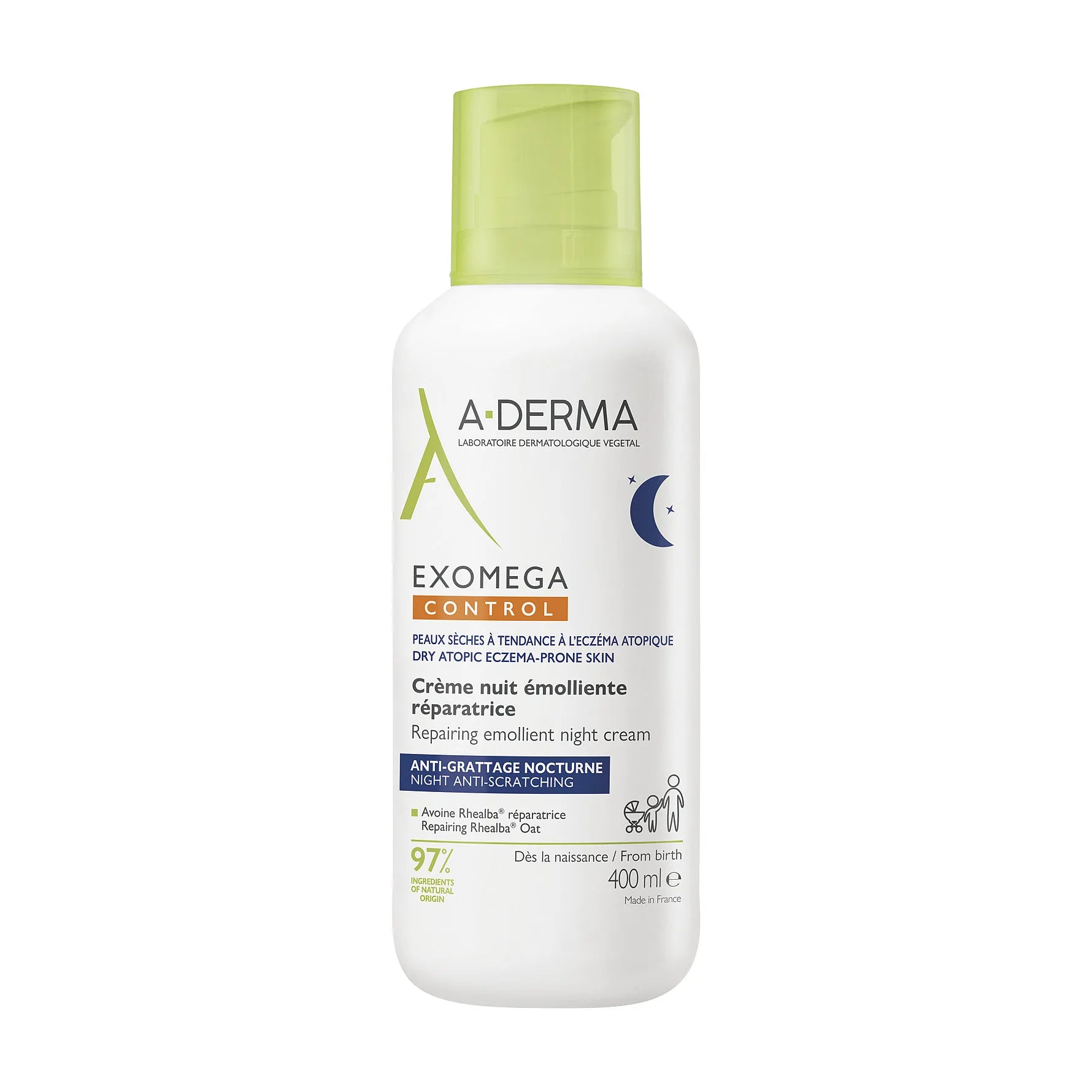 -derma Exomega Control Emollient Night Cream 400ml