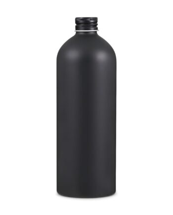 Aluminium Flaske 500 Ml Mat Sort Med Låg  Lakeret Hedenhus Tætsluttende Skumgummipude  24 410 Gevind