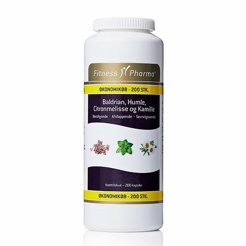 Baldrian  Humle  Citronmelisse Og Kamille Fitness Pharma 200 Kapsler