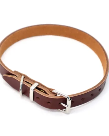 Brunt Hunde Halsbånd   Læder  Halsrem 16 Mm   45 Cm