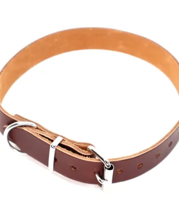 Brunt Hunde Halsbånd   Læder  Læder Halsrem 25 Mm   60 Cm