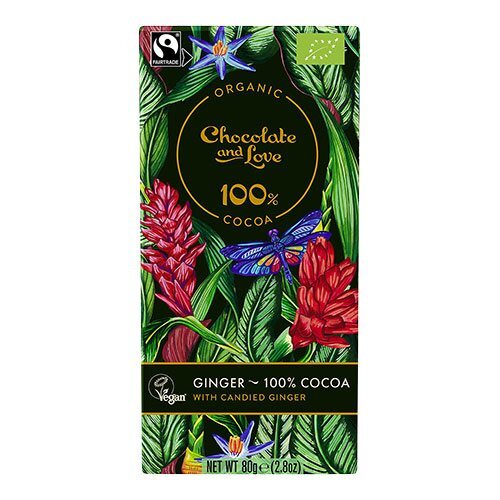 Chocolate And Love Chokolade 100 Kakao Med Kandiseret Ingefær 80g