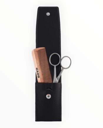 Dovo Solingen Skæg-   Grooming Sæt Med Saks Og Kam   Træ  Sort Læder