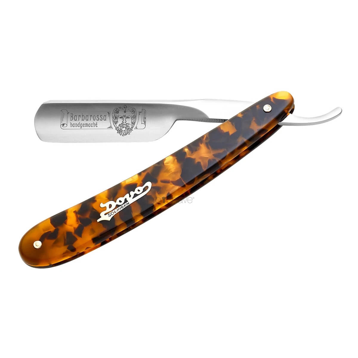 Dovo Solingen Straight Razor Round Nose Barbarossa Kort Imit Skildpaddeskjold