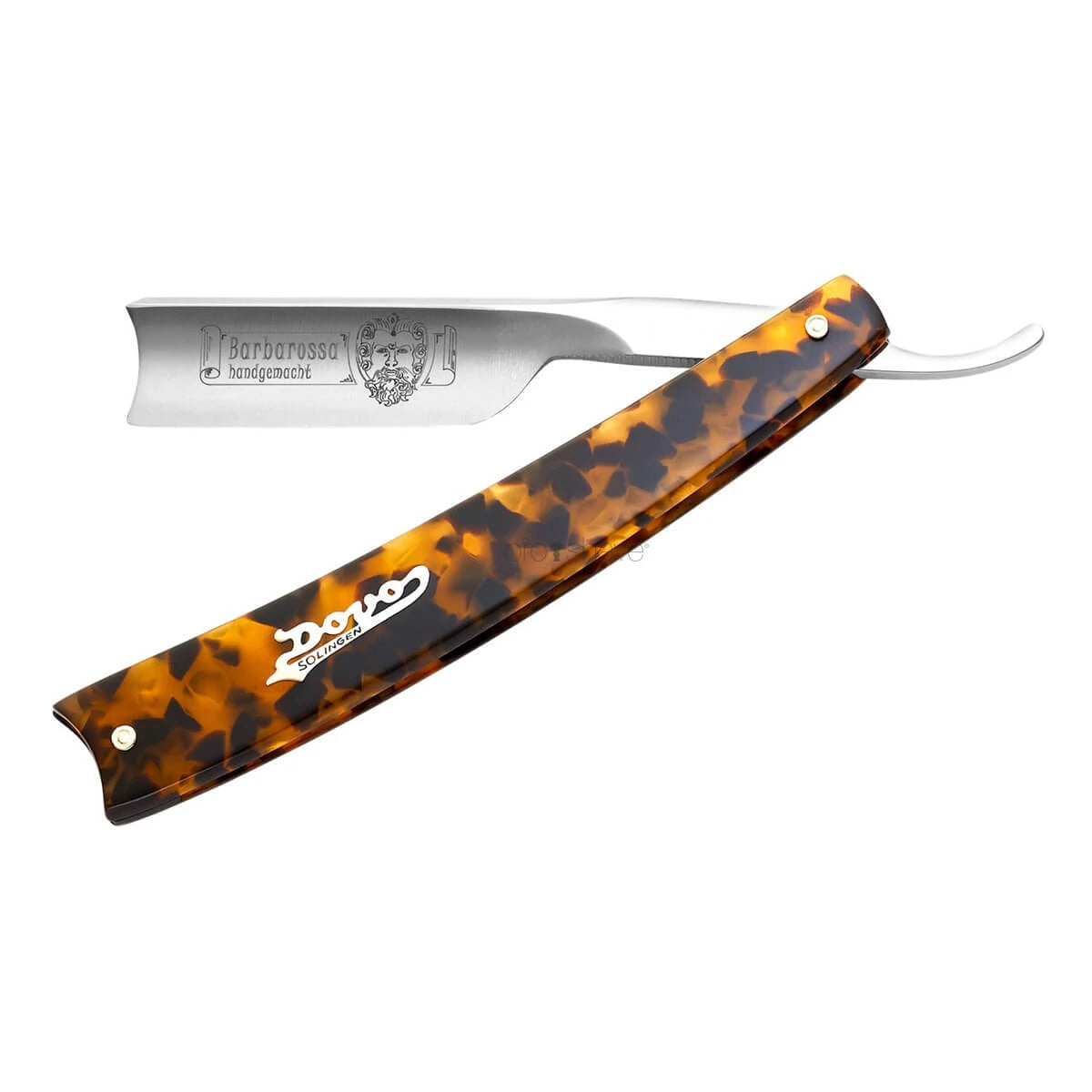 Dovo Solingen Straight Razor Spanish Point Barbarossa Kort Imit Skildpaddeskjold