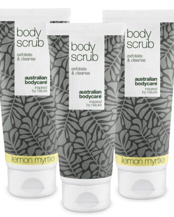For   Body Scrub  Pakketilbud    Pakketilbud Med   Body Scrubs  200 Ml : 2x Lemon Myrtle   1x Tea Tree Oil