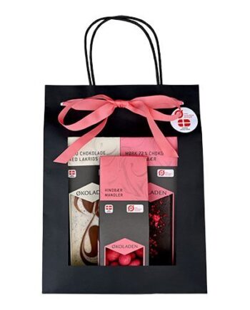 Gourmet Gavepose Pink        Chokoladeplader Samt Dragée Mandler  240g