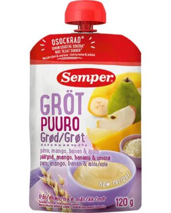 Grød Med Pære  Mango  Banan Og æble Fra   Mdr  120 Gram