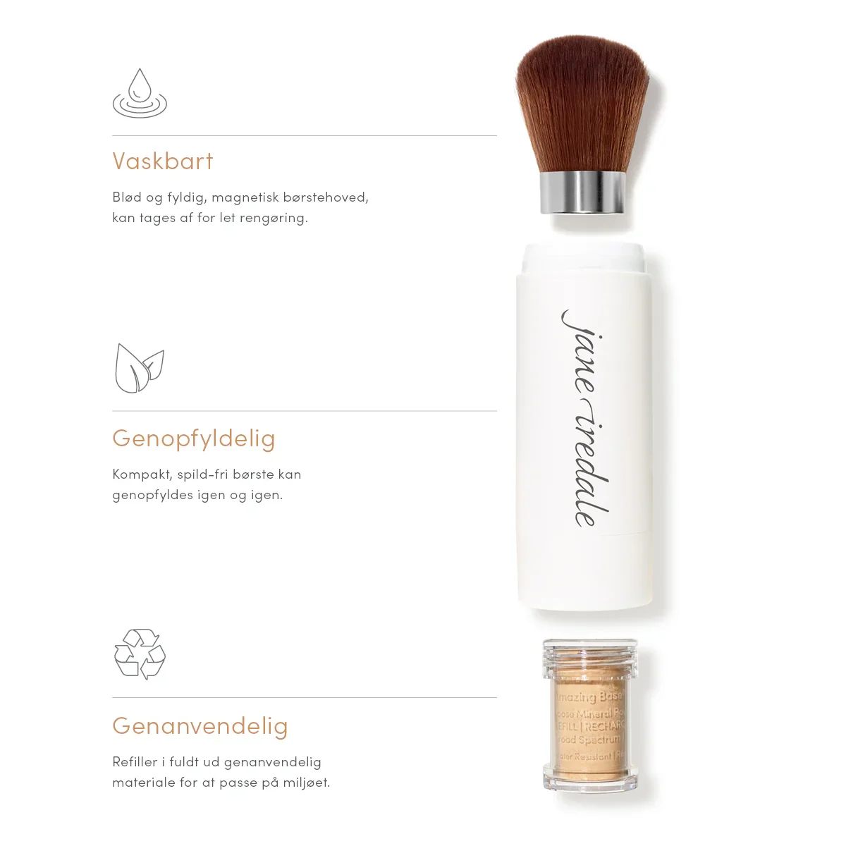 Jane Iredale Amazing Base Loose Mineral Powder   Farven Mahogany Inkl  Refillable Brush    Stk