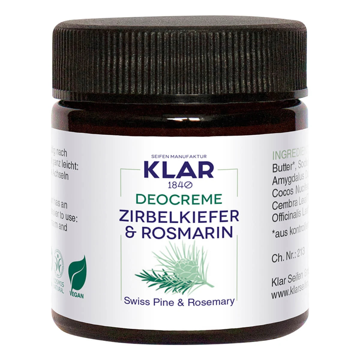 Klar Seifen Deodorant Creme Fyrretræ Rosmarin 30 Ml