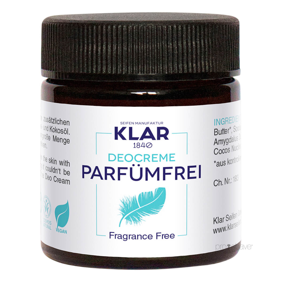 Klar Seifen Deodorant Creme Parfumefri 30 Ml