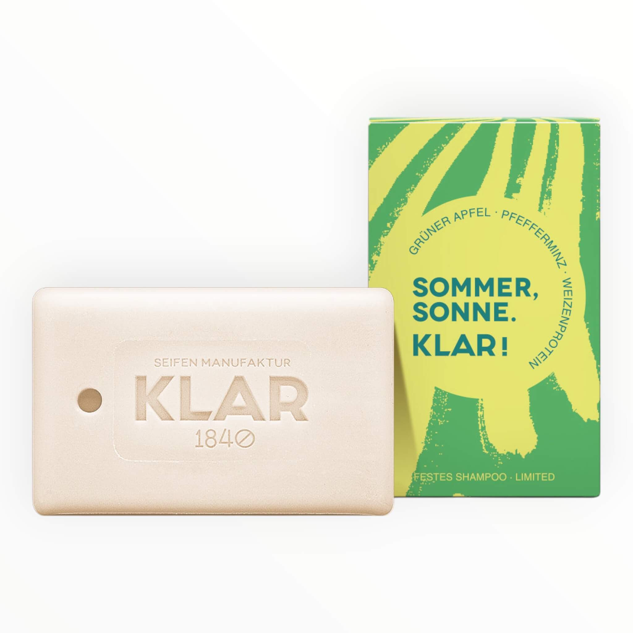 Klar Seifen Shampoo Bar  Grønt æble   Pebermynte Limited Edition  100