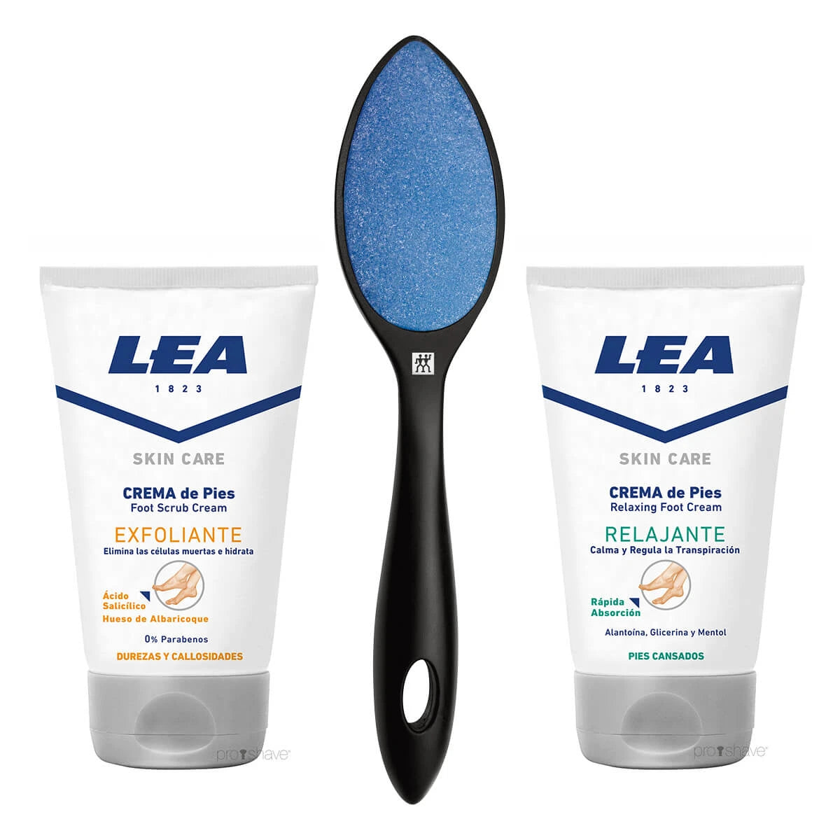 Lea Classic Fodplejesæt Med Keramisk Fodfil Sort Eksfolierende Fodscrub Og Fodcreme