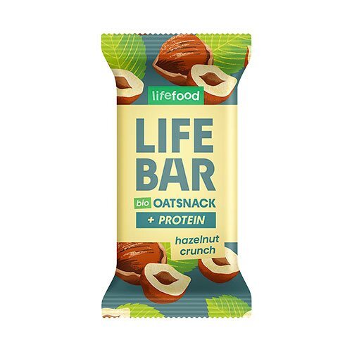 Lifebar Havre Snack Protein Hazelnut Crunch økologisk 40 Gram