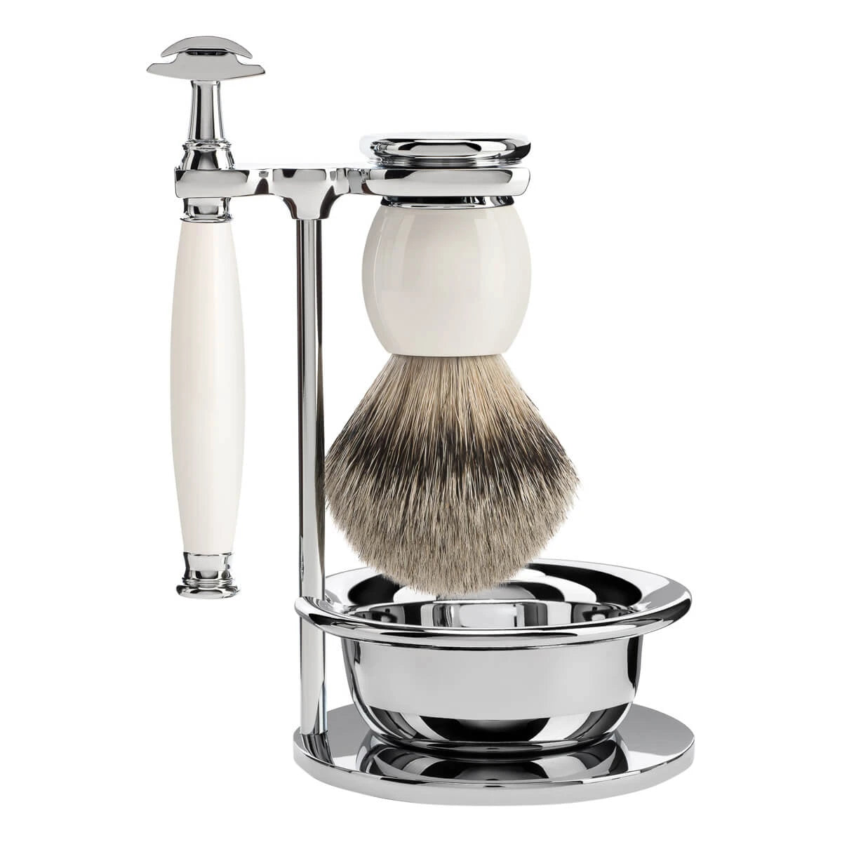 Mühle Shaving Barbersæt Med De-skraber  Barberkost  Holder Og Skål  Sophist  Porcelæn