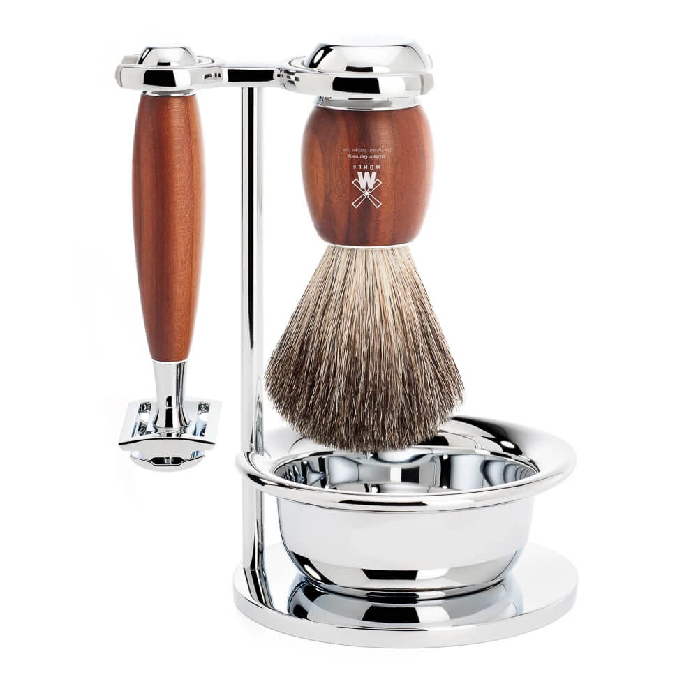 Mühle Shaving Barbersæt Med De-skraber  Barberkost  Holder Og Skål  Vivo  Blommetræ