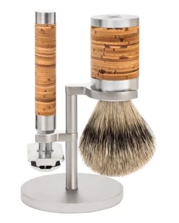 Mühle Shaving Barbersæt Med De-skraber  Barberkost Og Holder  Rocca  Rustfrit Stål   Birkebark