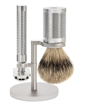 Mühle Shaving Barbersæt Med De-skraber  Barberkost Og Holder  Rocca  Rustfrit Stål Mat Finish