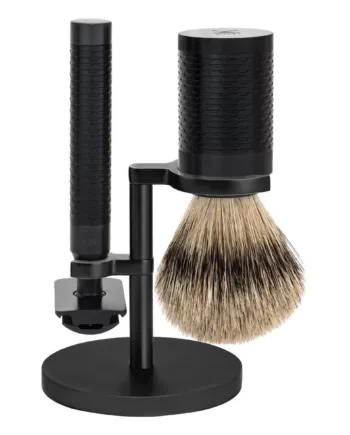 Mühle Shaving Barbersæt Med De-skraber  Barberkost Og Holder  Rocca  Sort Rustfrit Stål